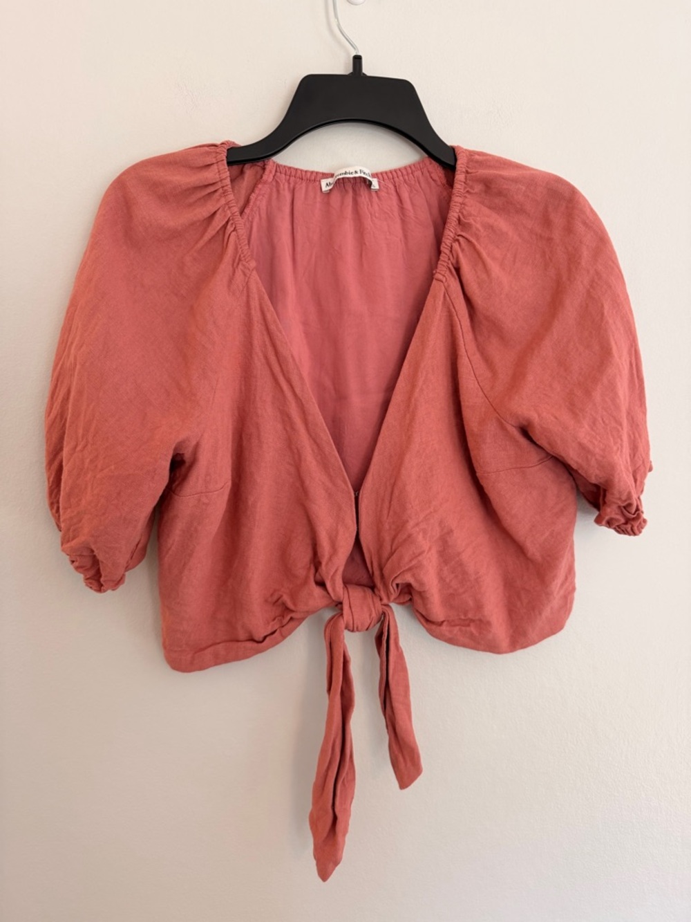 Abercrombie & Fitch Linen Blend Tie Front Crop Top Size S